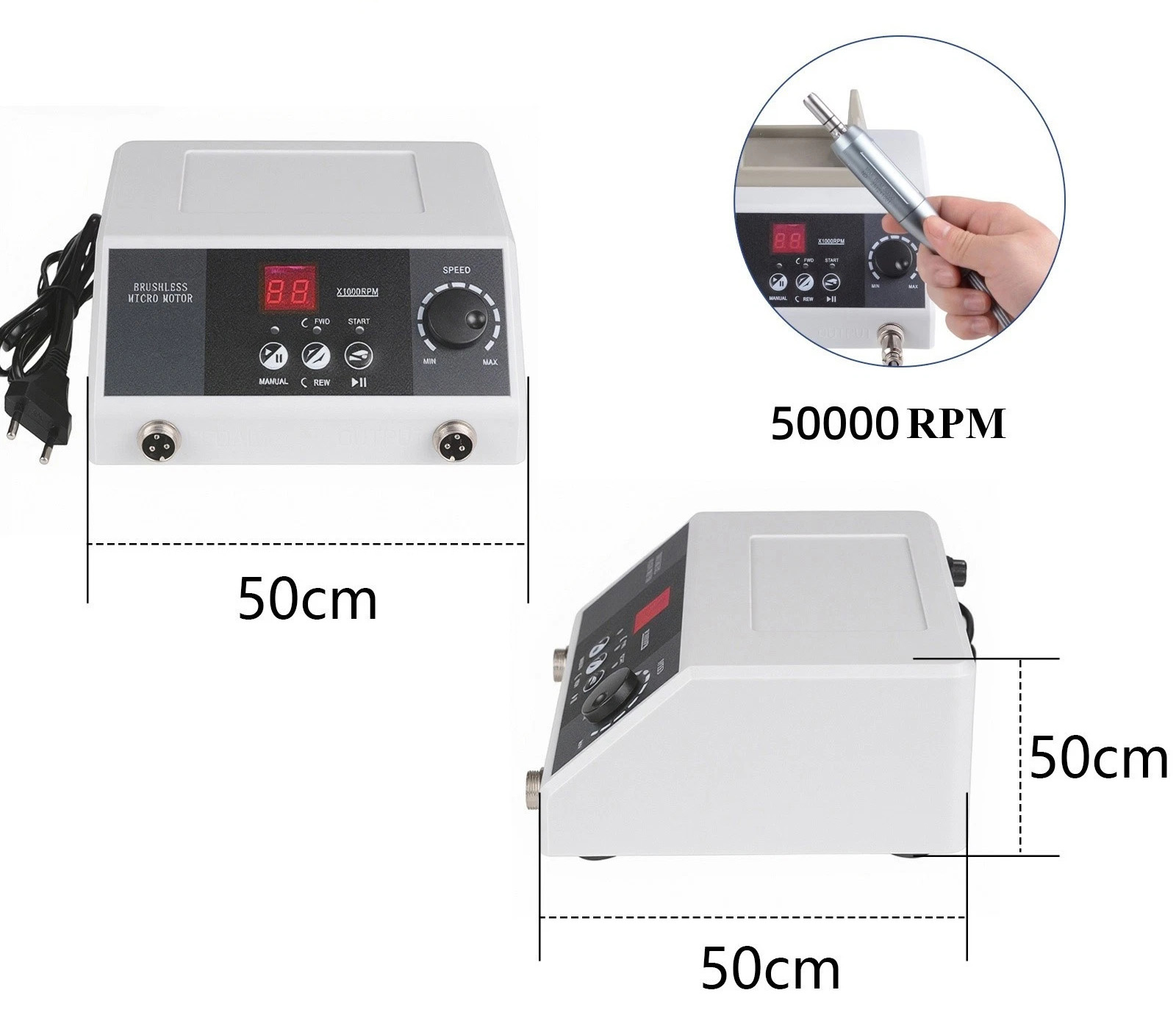 Dental Lab Polishing Grinder with 50KRPM E-Type Brushless Micromotor